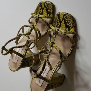 Antonio Melani Neon Yellow Animal Print Heels